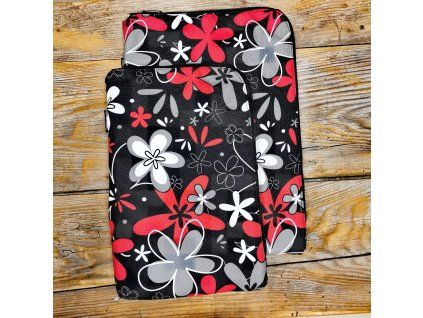Obal na tablet - červeno čierne kvety