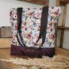 Taška na zips - jemné kvety s fialovou - malá